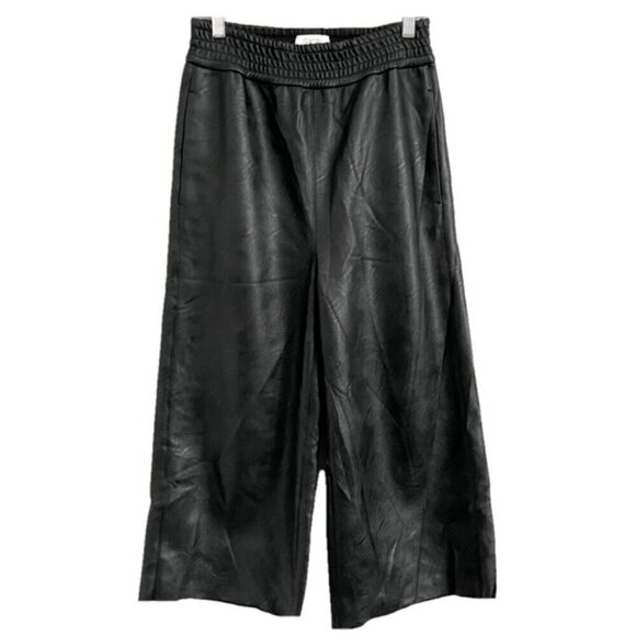 Stella McCartney Black Faux Leather Cropped Culottes Pants - S - Picture 2 of 13